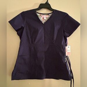 Koi by Kathy Peterson Navy Scrub Top